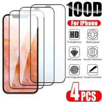 4Pcs Tempered Glass Screen Protector For iPhone 14 13 12 11 15 Pro Max For iPhone 12 13 Mini 14 15 Plus 14 Pro Full Cover Glass