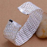High Quality Gorgeous B035 Wholesale Silver Plated Bangle For Woman Man's Factory Price New Arrival Fashion Jewelry Web Bangle
