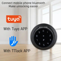 Tuya Bluetooth Smart Ball Handle Lock Fingerprint Lock TTlock Smart Door Lock Password Key Fingerprint Wooden Door for Home