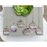 NM36619 Raw Amethyst Geode Necklace Natural Jewelry Large Pendent Talisman Long Crystal