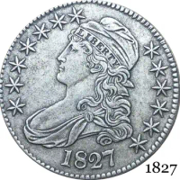 United States Of America Liberty Eagle 1827 50 Cents ½ Dollar Capped Bust Half Dollar Cupronickel Silver Plated Copy Coin