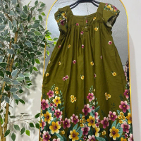 Daster Cipir / Daster Lengan Rempel (Ruffle). Motif: Bunga bawah (border floral)