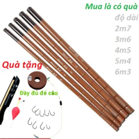 Cần Câu Tay Câu Đài Trúc Nâu tặng Bộ phụ kiện dài 2m7-3m6-4m5-5m4-6m3