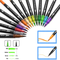 Dual Brush Marker Pens,12/24/36 Colours,Fine Tip Brush Art Markers for Adult Student Drawing Watercolours Writing