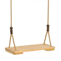 Xích đu ngoài trời gỗ tự nhiên kích thước ghế 70x25 kèm dây thừng mỗi bên 3m