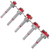 (Adjustable) 5pcs 15-35mm Hinge Hole Opener Woodworking Adjustable Forstner Auger Drill Bits Set Pos