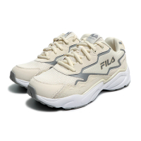 【FILA】女 慢跑鞋 運動鞋 老爹鞋 復古運動鞋-米/灰(5J374X114)