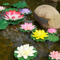 荷花仿真花荷葉水池裝飾造景假花睡蓮花魚缸漂浮供佛塑料道具水中