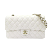 【二手名牌BRAND OFF】CHANEL 香奈兒 白色 荔枝紋牛皮 COCO 25 肩背包 泛黃 A0112