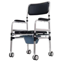 FHB7809 commode chair medical hospital toilet moving folding Aluminum commode chair with castor. Detachable armrest legrest