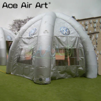 Top Sale Silver Inflatable Spider Tent Party Event Stations with Removable Transparent Curtain Door for Advertising
