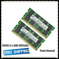 DDR2 2 x 2GB 4GB Dual channel 667MHz PC2-5300S Original authentic ddr 2 2G 4g notebook memory Laptop RAM SODIMM