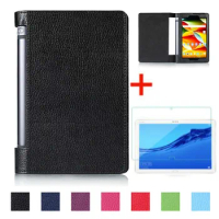 Flip Stand PU Leather Cover Case and glass for Lenovo Yoga Tab 3 8.0 850F Yoga Tab3 8 YT3-850F YT3-850M Tablet Cover Case Capa