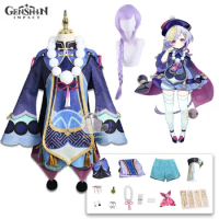 Qiqi Cosplay Kids Adults Genshin Impact Cosplay Costume Uniform Dress Outfits Qiqi Wig Hat Halloween