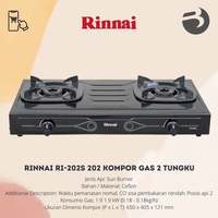 SKY - Kompor Gas Rinnai RI302S / RI 202S 2 TUNGKU + Selang Gas + Regulator Gas Gascomp SNI RI 202S S
