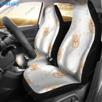 Bear Pattern Print Universal Car Seat Covers Fit for Cars Trucks SUV or Van Auto Seat Cover Protector 2 PCS