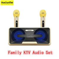 Family KTV Audio Set Dual Microphone Karaoke Machine Portable Wireless Bluetooth Speaker System Integrated Singing Machine