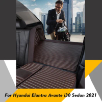 The Trunk Cargo Leather Liner Car Trunk Mat Cargo Compartment Floor Carpet Mud For Hyundai Elantra Avante i30 Sedan 2021
