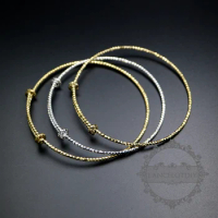 65mm diameter silver,gold,raw brass color faceted simple adjustable wiring bracelet for beading 1900167