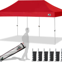 10'x20' Pop Up Canopy Tent Commercial Instant Canopies with Heavy Duty Roller Bag Bonus 6 Sand Weights Bags