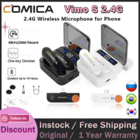 Comica Vimo S 2.4G Compact Wireless Lapel Microphone With Charging Case for iPhone Android phone
