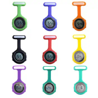 1Pc Mini Nurse Pockets Watch New Clip-On' Fob Watches Women's Round 6 Digits Display Dial Fob Brooch Pin Hanging Electric Watch