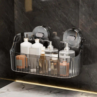 Punch Free Bathroom Organizer Rack Suction Cup Vacuum Hanging Bathroom Rack Bathroom Accessories