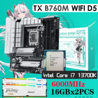 ASUS TX GAMING B760M WIFI DDR5 LGA 1700 USB3.2 Gen Motherboard Intel Core i7 13700K Processor Kingston 6000MHz 32GB RGB Memory