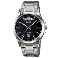 【CASIO 卡西歐】時尚貴族系不鏽鋼腕錶-黑面(MTP-1381D-1A)