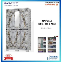 LEMARI PAKAIAN PLASTIK LEMARI 3 TOWER 6 PINTU NAPOLLY iCBC-388 C iON EIGHT JOK RAK GANTUNG CERMIN 38