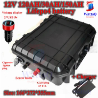 12V 150Ah waterproof 12V 130Ah lithium 12V 120AH Lifepo4 battery BMS 4S 12.8V for Solar Energy storage Go Cart +20A Charger