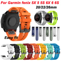 26mm 22mm Smart Watch Band Straps For Garmin Fenix 6 6S 6X 7 7X 5X 5 5S Quick Release Fenix 7X Fenix 6X Strap Silicone Bracelet