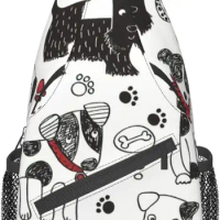 Manga Dog Cute Dog Paws Lightweight Sling Backpack Lovely Dogs Shoulder Chest Bag Sling Bag Travel Hiking Small Backpack