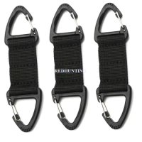 3pcs Double Plastic Triangle Tactical Nylon Belt Clip Molle Hooks Key Holder Carabiner Buckle Keychain for Outdoor Camping Sport