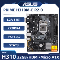 ASUS PRIME H310M-E R2.0 Motherboard LGA 1200 DDR4 64GB PCI-E 3.0 M.2 USB3.2 Micro ATX support For 10th gen Core i5-9400F cpu