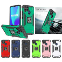 100pcs/Lot Armor Phone Case For OPPO A54 A94 Reno 5F 4 Lite A15 A73 F17 A52 PC +TPU Rugged Cover With CD Grain Car Ring Bracket