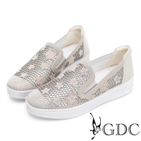 【GDC】星辰水鑽沖孔舒適真皮休閒鞋-銀色(226145-98)