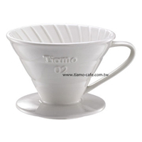 金時代書香咖啡  TIAMO V02陶瓷圓錐咖啡濾器組(白) 附濾紙量匙 HG5538W