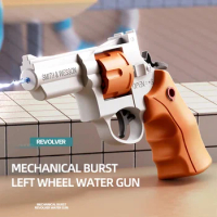 Summer Water Gun Toy Mechanical Continuous Revolver Water Gun Toys Boys Girls Outdoor Beach Water Toys Kids Holiday Gifts