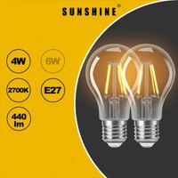 陽光 - LED燈膽(復古A60燈絲球泡) - 4W / E27大螺頭 / 黃光2700K [2件優惠裝] #LED球膽 #LED燈泡 (LFGAC-4E27W)
