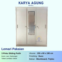 Lemari Pakaian 3 Pintu Geser/ Sliding Blockboard Paten