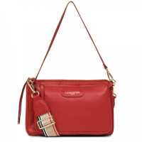 LANCASTER 法國輕奢品牌 荔枝紋皮革 雙背袋子母包 肩背包+手拿包(紅色)