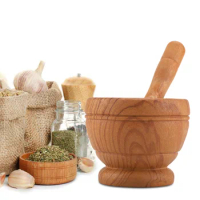 Resin Mortar Pestle Set Garlic Herb Spice Mixing Grinding Crusher Bowl Restaurant Kitchen Tools With Wood Grain