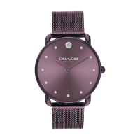 【COACH】Elliot 紫色款 山茶花簡約腕錶 銀色刻度 米蘭錶帶 36mm 女錶(14504211)