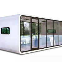 Custom-Made 20ft 40ft Outdoor Modern Popular Prefab Glass House, Tiny Mobile Working House Office Pod, Apple Cabin Villa