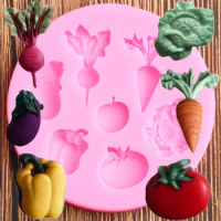 3D Vegetable Fruit Silicone Mold Radish Tomato Eggplant Cabbage Chocolate Sugar Craft Fondant Molds Cake Decorating Tools