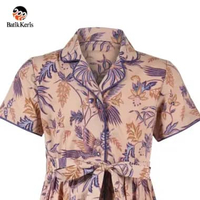 Dress Anak Lengan Pendek Motif Keris Alas-Alasan Peksi Katon M Krem-Ungu