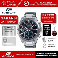 Jam Tangan Pria Casio Edifice EFR-571D-1AVUDF Original Analog Chronograph Black Dial Stainless Steel