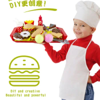 Simulation Toys Model Kitchen Pretend Play toys Children Cooking FAST FOOD Chips Hamburg trays Ice cream hot dog donuts