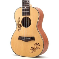 Concert Ukulele 23 Spruce Hawaiian 4 Strings Guitar Electric Ukulele Butterfly Love Flower pattern with Pickup EQ Small Guitar